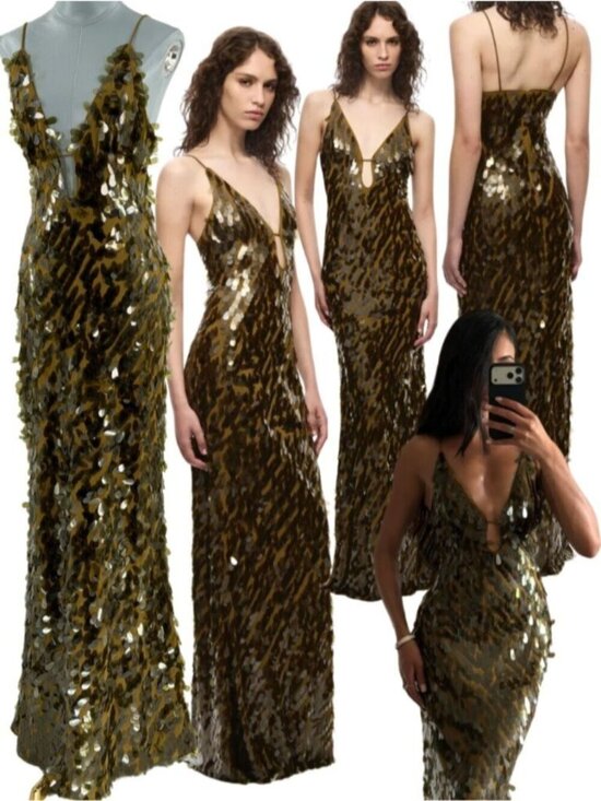 MISHA COLLECTION Dresses & Skirts - 🆕 MISHA COLLECTION 🧿 NWOT Sapphire Sequins Maxi Dress, Olive - Sz M US 6